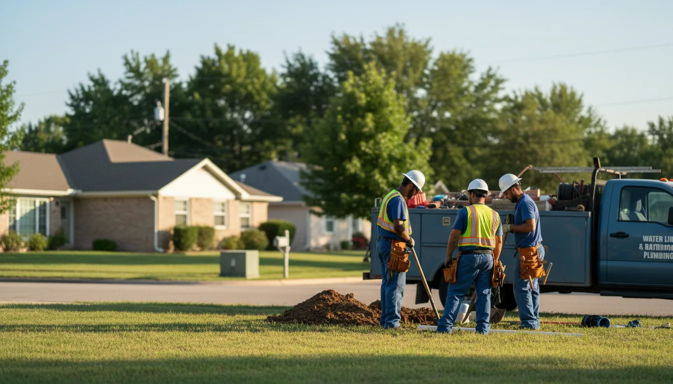 Residential water line and bathroom plumbing service in Tussy, OK